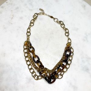 A.V Max Multi Layer Chain Statement Necklace Gold/Tortoise